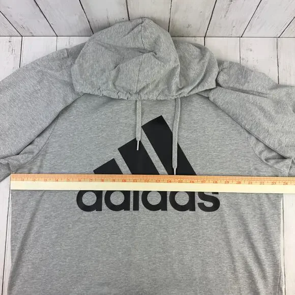 Adidas Grey Essentials Aeroready Graphic Logo Performance Hoodie Size XL - Picture 11 of 13